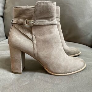 Women's Taupe Suede Ankle Boots with Block Heel